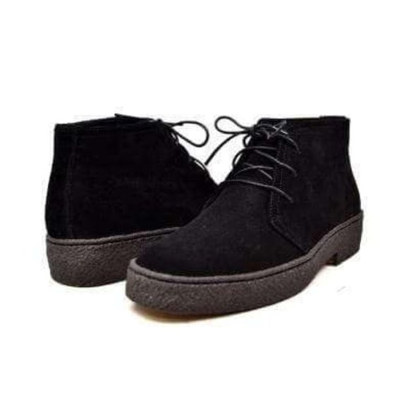 British Walkers Shoes British Walkers Playboy Original Mens Black Suede High Top Chukka